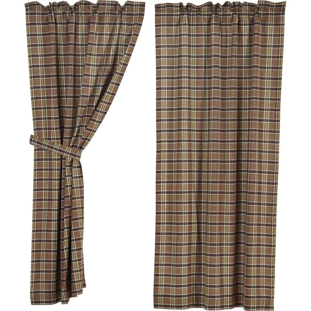 Brown plaid curtains